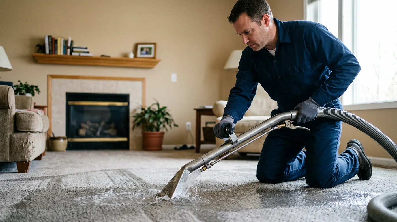 Water damage restoration technician working near Kendall Park, NJ